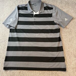 Adidas Men's Polo Shirt in Black and Gray Stripes